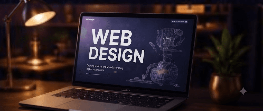 Web design mockup on a monitor screen